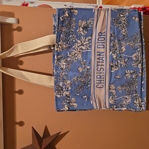 Christian Dior Riviera Blue and Cream Floral Tote